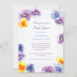 Invitación Purple Pansies Boho Hand-Illustrated Bridal Shower