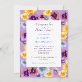 Invitación Purple Pansies Lavender Floral Bridal Shower