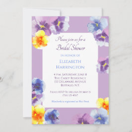 Invitación Purple Pansy Watercolor Boho Bridal Shower