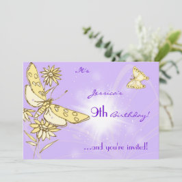 Invitación Purple Peach Butterfly Invitation Card