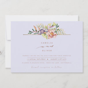 Invitación Purple Peach Summer Floral Wedding Invitar código 