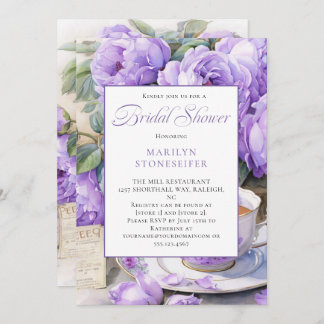 Invitación Purple Peonies White Daisies in Mason Jar |