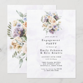Invitación Purple Peony Wildflowers Rustic Engagement Party