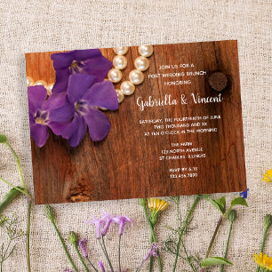 Invitación Purple Periwinkle Barn Wood Post Boda Brunch