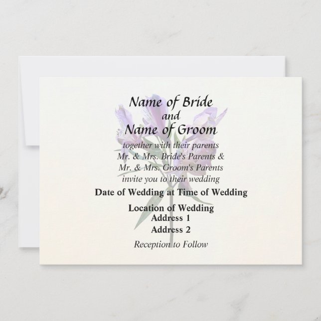 Invitación Purple Peruvian Lily (Anverso)