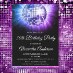 Invitación Purple Pink 50th Birthday Party Silver Disco Ball<br><div class="desc">Ombre morado y rosado 50º cumpleaños fiesta de plata discoteca invitación a fiesta de baile. La 50ª Invitación a la Fiesta de Cumpleaños es perfecta para una moderna fiesta de cumpleaños número 50.</div>