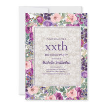 Purple Pink Floral Lace Cualquier Cumpleaños de Ed