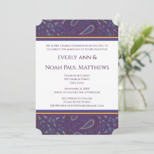 Invitación Purple Plum Paisley Wedding Invitation
