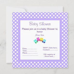 INVITACIÓN PURPLE POLKA DOT BABY SHOWER INVITACKS