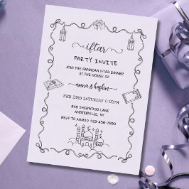 Invitación Purple Ramadan Bow doodle ramadan iftar invitation