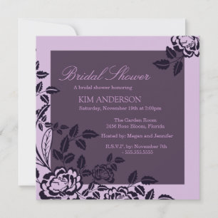 Invitación Purple Rose Elegant Bridal Shower Invite