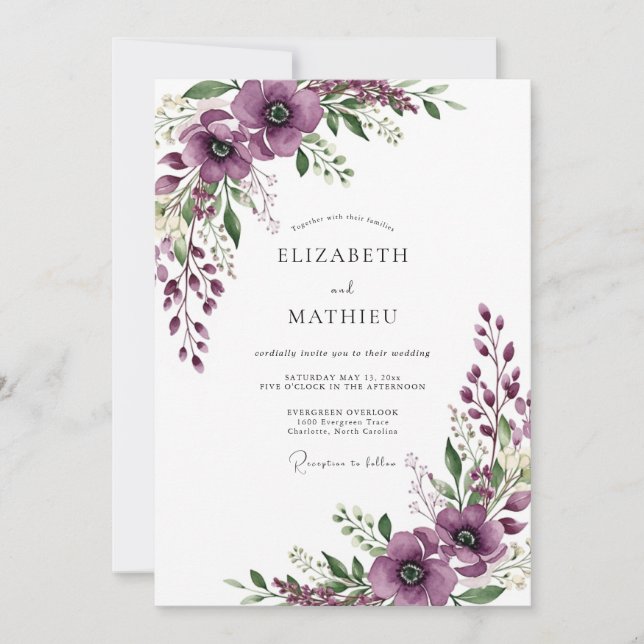 Invitación Purple Serene Meadow Wedding (Anverso)