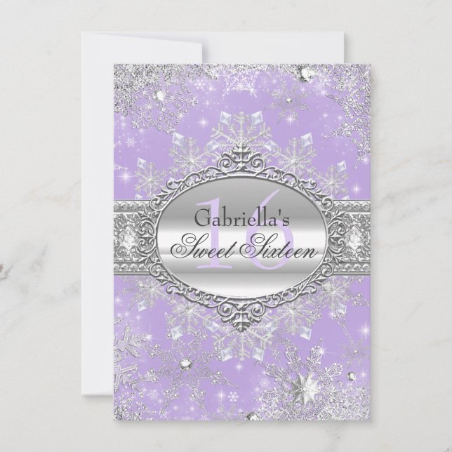 Invitación Purple Snowflake Winter Wonderland Swee (Anverso)