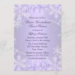 Invitación Purple Snowflake Winter Wonderland Swee