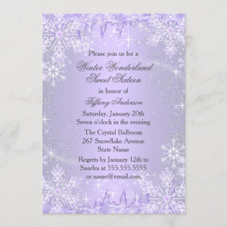 Invitación Purple Snowflake Winter Wonderland Swee
