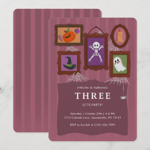 Invitación Purple Spooky Cute Gallery Halloween Cumpleaños
