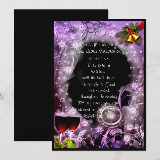 Invitación Purple The Clock ataca a 12 Fiestas de Año Nuevo (Anverso / Reverso)