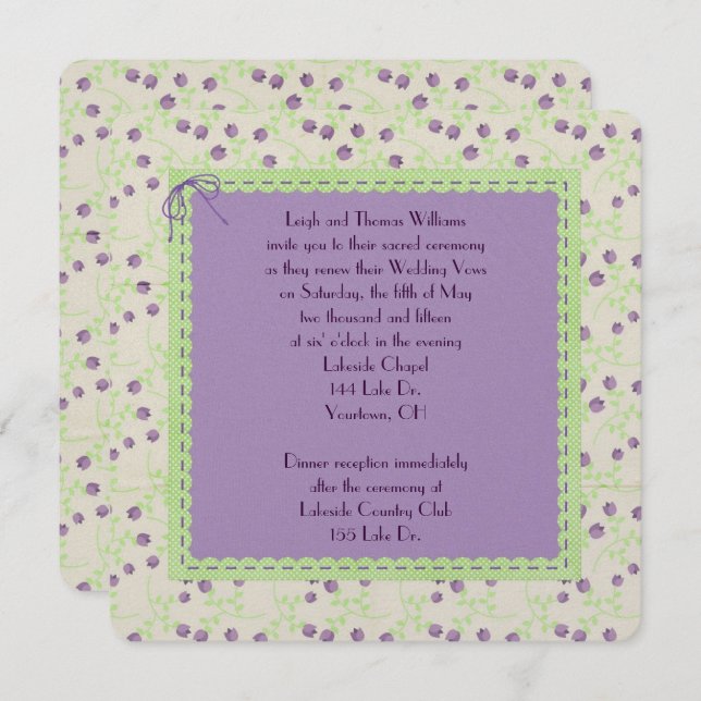 Invitación Purple Tulip Boda Vow Renewal (Anverso / Reverso)