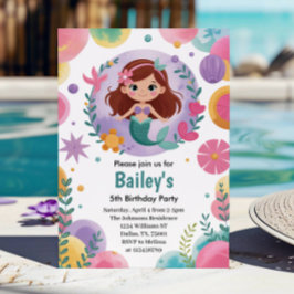Invitación Purple Under the Sea Mermaid Birthday Party
