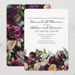 Invitación Purple Victorial Elegante Ensayo Floral Cena