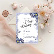 Purple Watercolor Florals Cumpleaños
