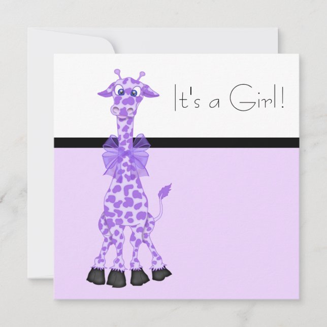 Invitación Purple Whimsy Giraffe Baby Shower (Anverso)