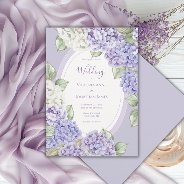 Invitación Purple White Hydrangeas Floral Wedding (Subido por el creador)