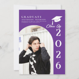 Invitación Purple & White Photo Graduation announcement