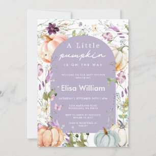 Invitación Purple Wildflower Calabaza Baby Shower Garden Fies