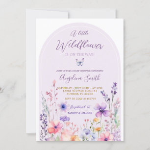 Invitación Purple Wildflower Garden Floral Baby Shower