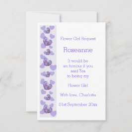 Invitación Purple Wisteria Heart Design Flower Girl Request