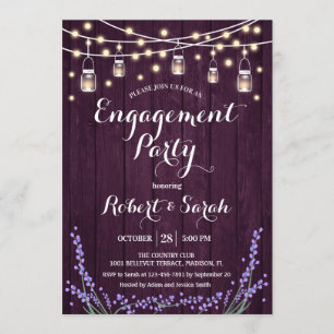 Invitación Purple Wood Lights Lavender Engagement Party
