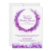 Púrpura acuarela arte estriba ducha de novia tardí