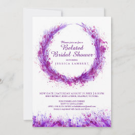 Invitación Púrpura acuarela arte estriba ducha de novia tardí