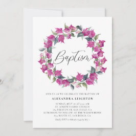 Invitación Púrpura acuarela Bougainvillea Baptismo de flor
