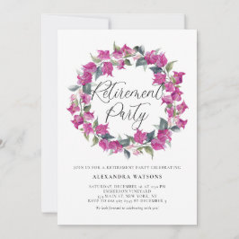 Invitación Púrpura acuarela Bougainvillea Wreath Retirement