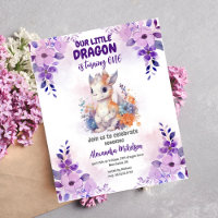 Púrpura acuarela Dragón Bebé Primer cumpleaños
