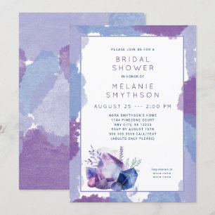 Invitación Púrpura acuarela Ducha de novia Cristal 3963
