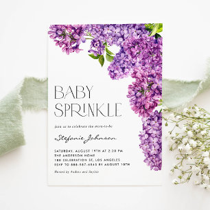 Invitación Púrpura acuarela Flores de Lilac Bebé Sprinkle