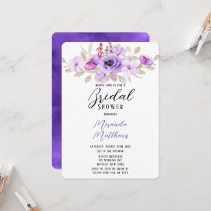 Invitación Púrpura acuarela Peony Flowers Bridal Shower