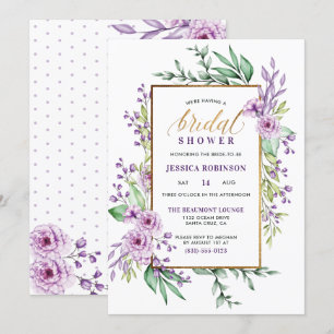 Invitación Púrpura acuarela y elegante secuencia de comandos