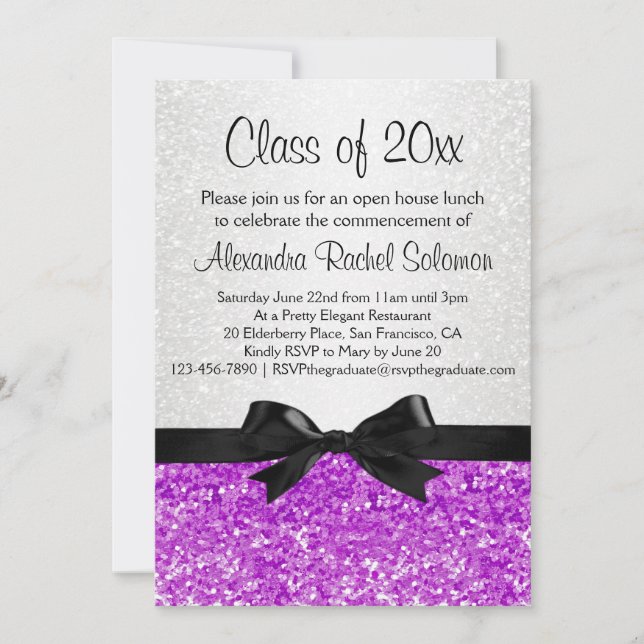 Invitación púrpura/Amethyst de la graduación de la (Anverso)