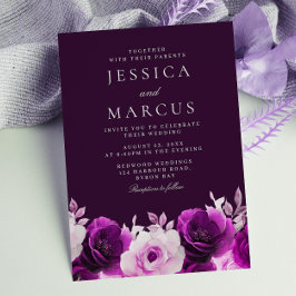 Invitación Púrpura, añil, Boda de Rosas Lilac