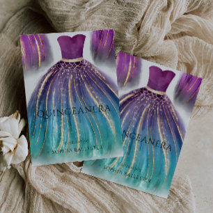 Invitación Púrpura Aqua Verde azulada Ombre Mermaid Vestido Q