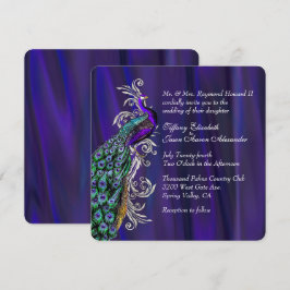 Invitación púrpura atractiva de la boda del satén