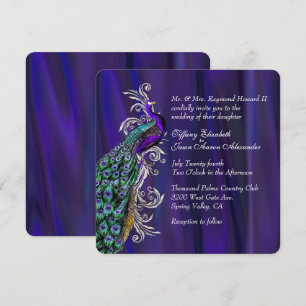 Invitación púrpura atractiva de la boda del satén