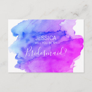 Invitación Púrpura azul acuarela ¿Serás mi dama de honor?