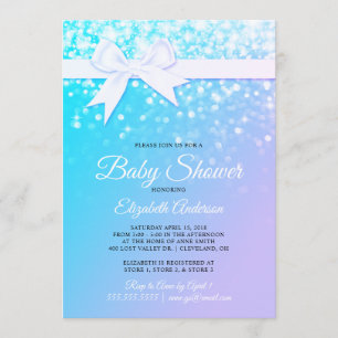 Invitación púrpura azul de la ducha de la niña de