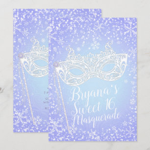 Invitación Púrpura Azul Invierno País de las Maravillas Masca