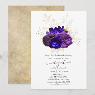Invitación Púrpura, azul real y dorada Bridesmaids Luncheon
